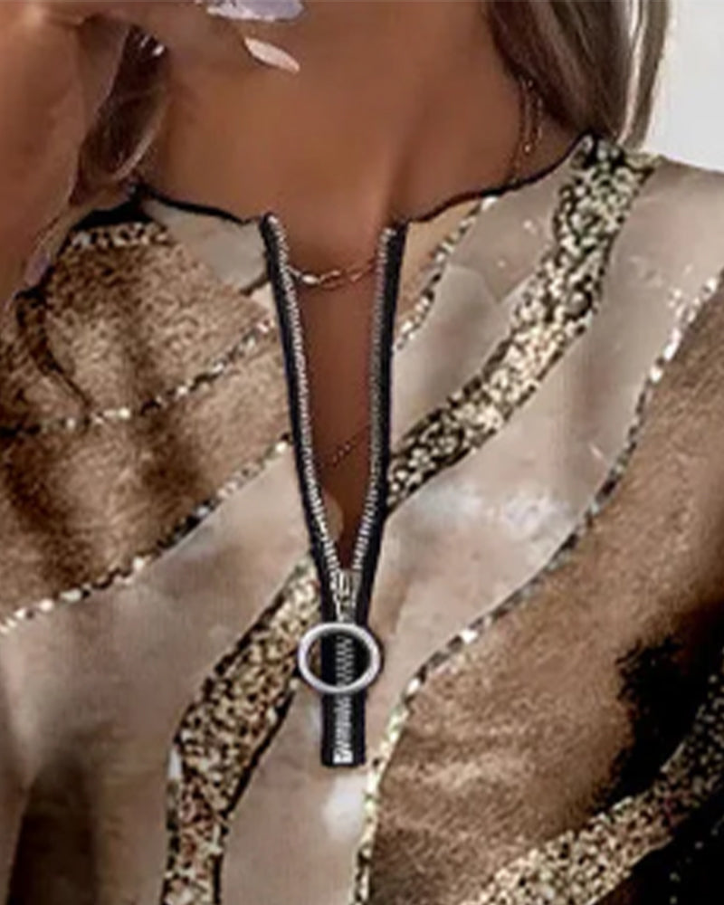 AYSHA – ヴィンテージアートプリント・ハーフジップスウェット