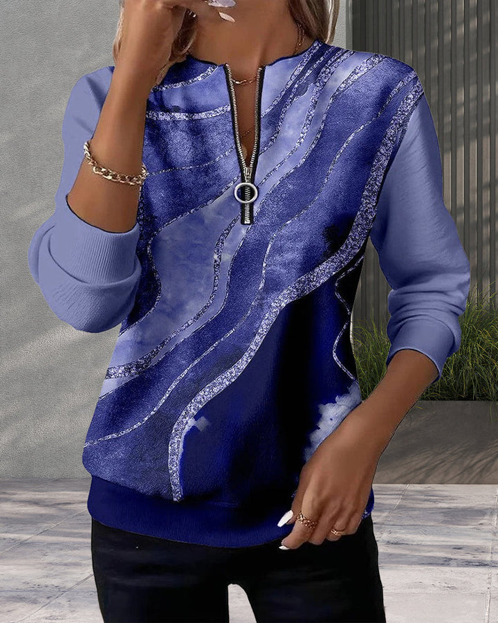 AYSHA – ヴィンテージアートプリント・ハーフジップスウェット